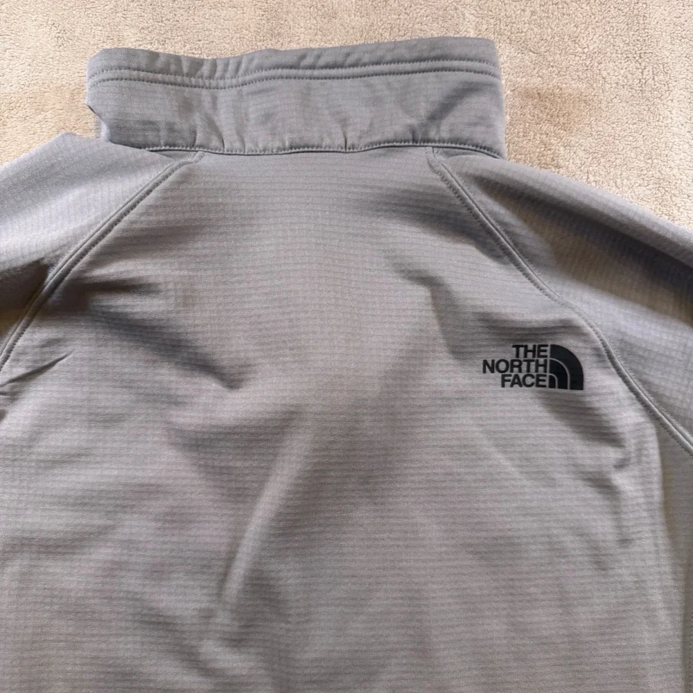 North Face Echo Rock Quarter Zip Grid Fleece Pullover Gray‎ Hiking Jacket Sz L